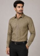 Classic Olive Brown Printed Casual Shirt