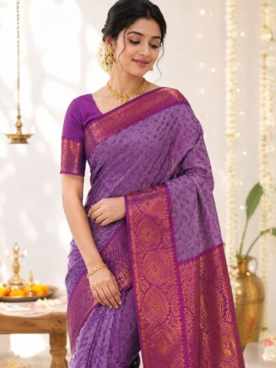Lavender Purple Traditional Soft Silk Saree