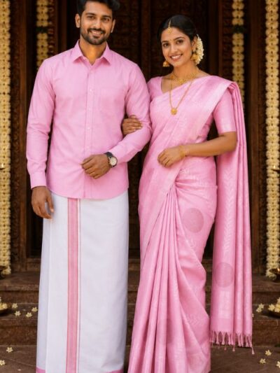 Kupera Silk Saree & Cotton Shirt – Circle Weave Matching Set